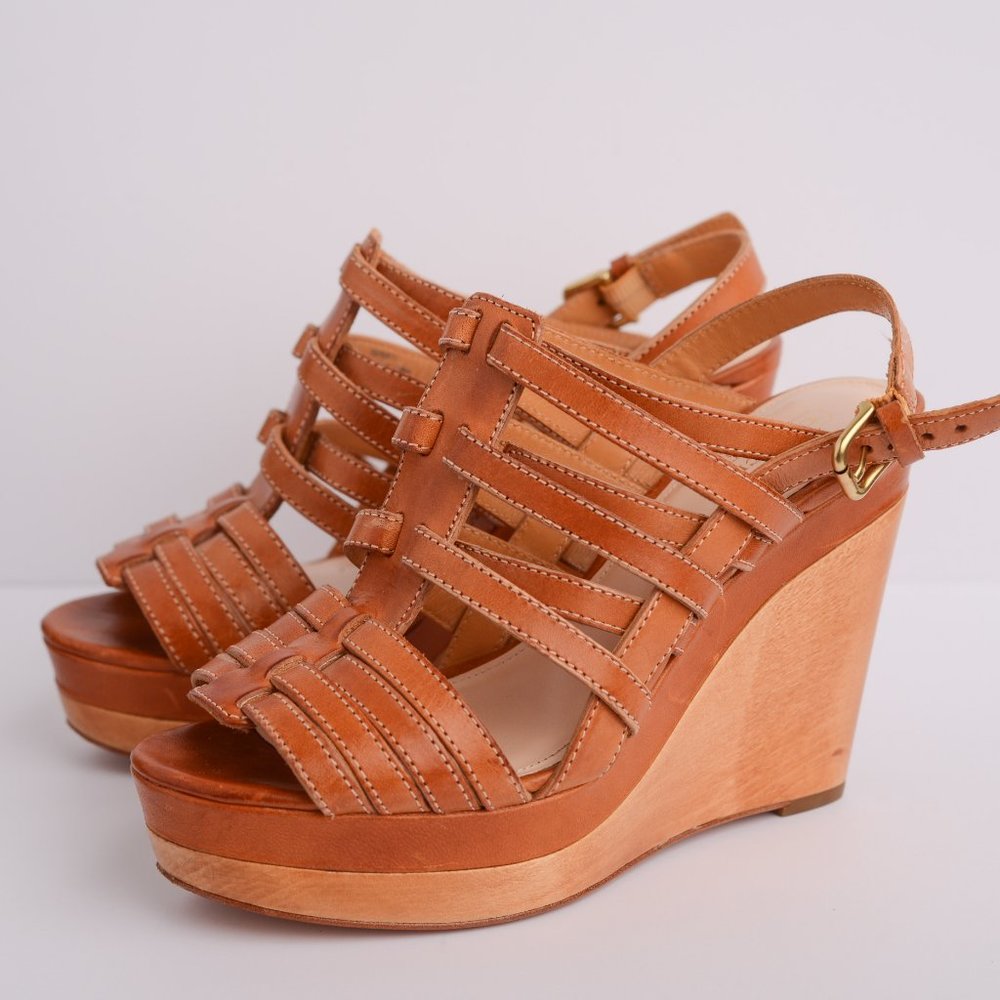AUTHENTIC Coach Leather Elvira Wedge Heels 6.5